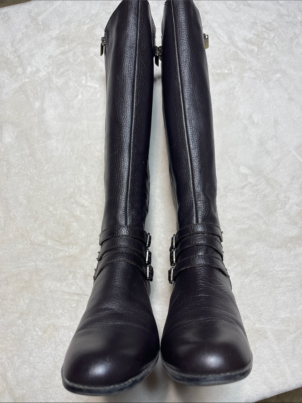 Bandolino Brown Over-the-Knee Leather Boots with Buckle and Side Zipper Size 9.5 - Picture 3 of 8